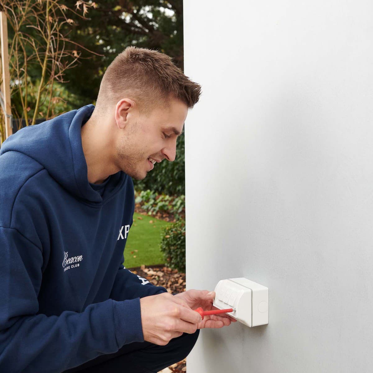 Lucci Power Twin IP54 GPO with Extra Switch in White