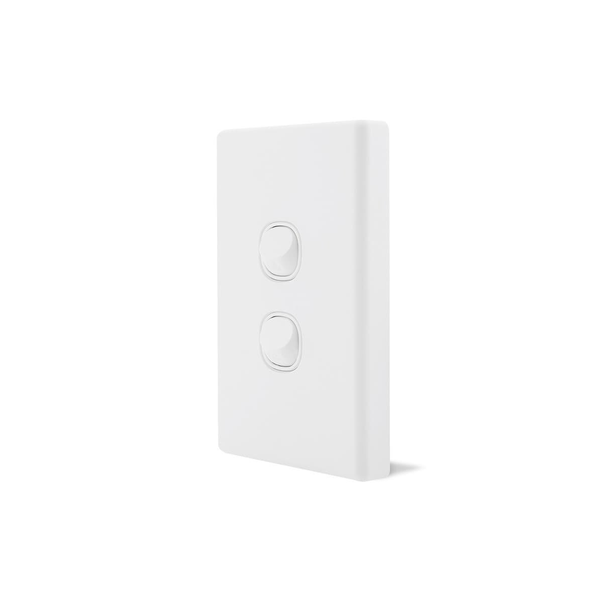 Lucci Power Gravity 2 Gang Switch in Matte White