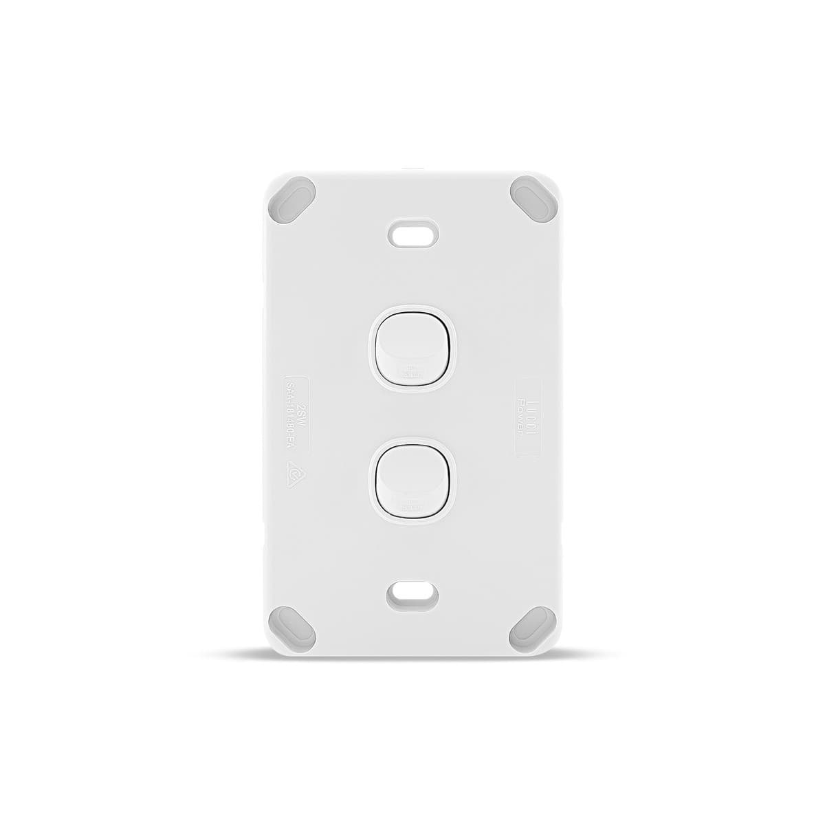 Lucci Power Gravity 2 Gang Switch in Matte White