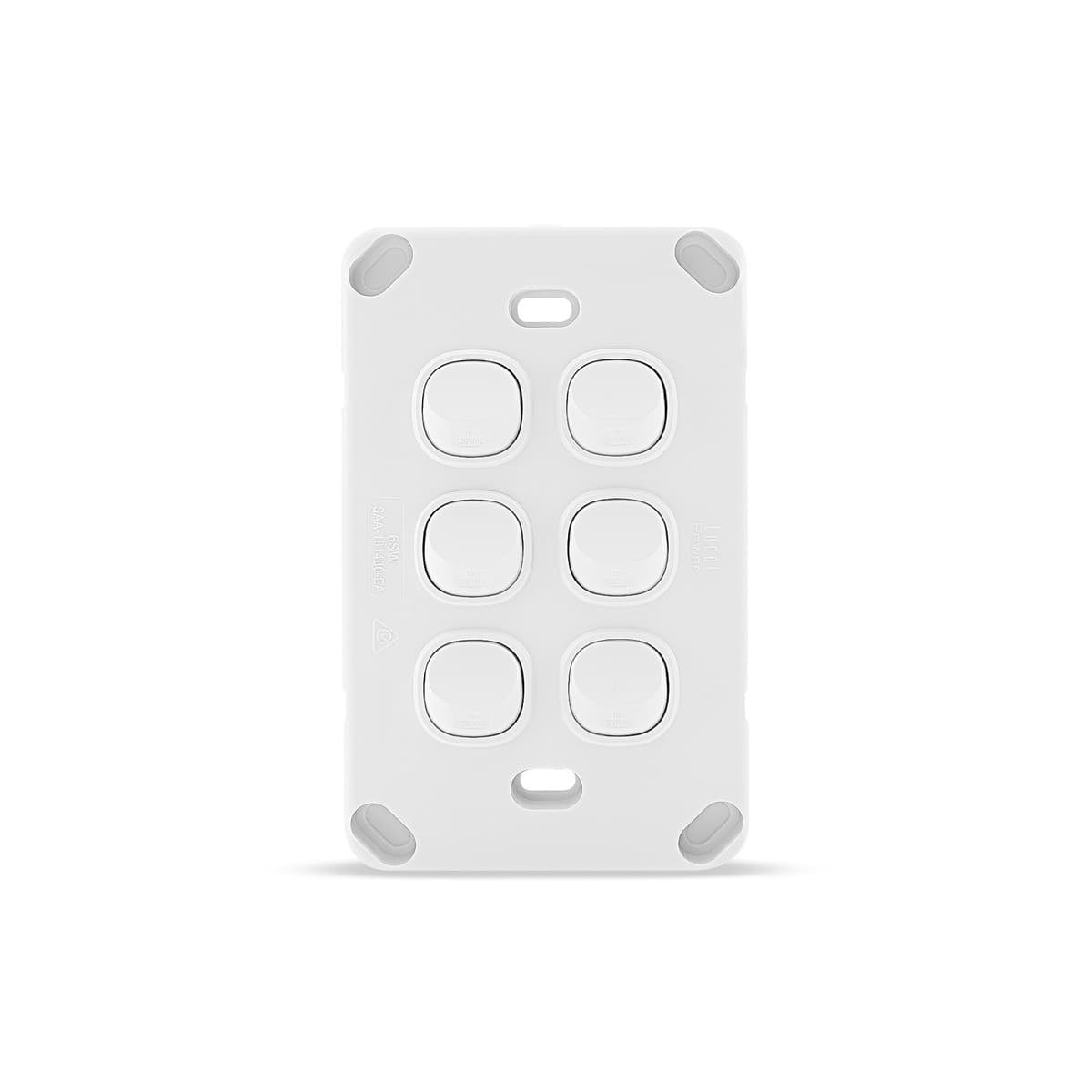 Lucci Power Gravity 6 Gang Switch in Matte White-img-4