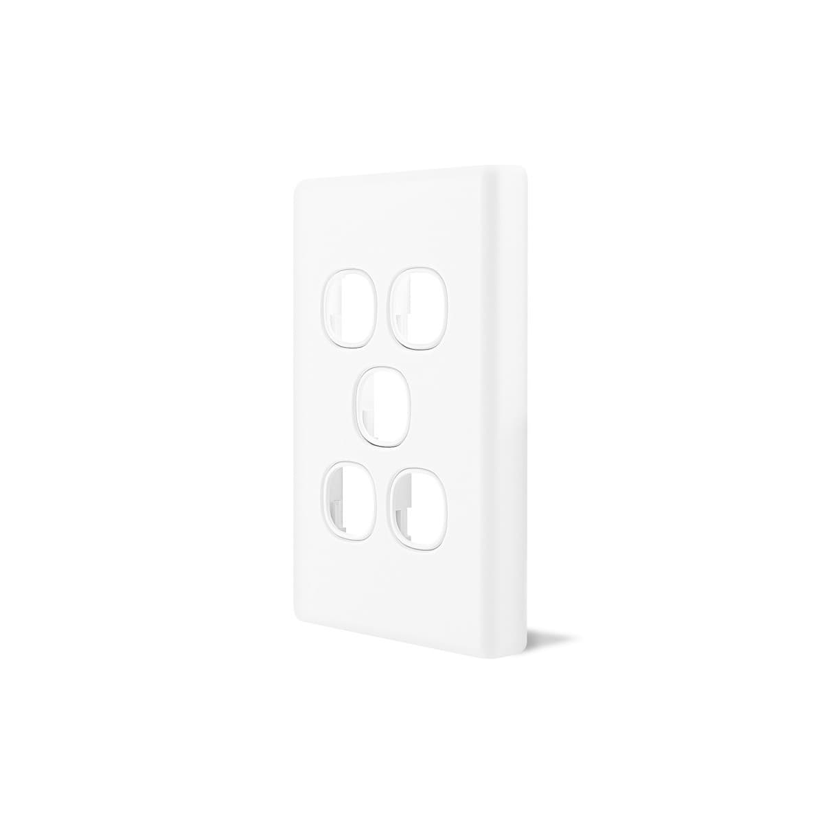 Lucci Power Gravity 5 Gang Plate Only in Matte White-img-2