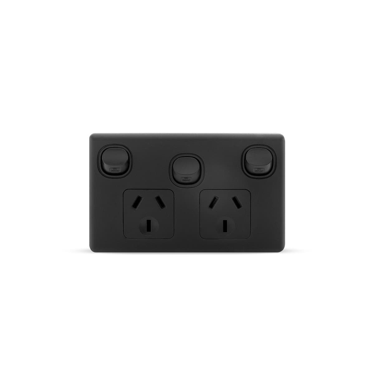 Lucci Power Gravity Twin 10A GPO with Extra Switch in Matte Black