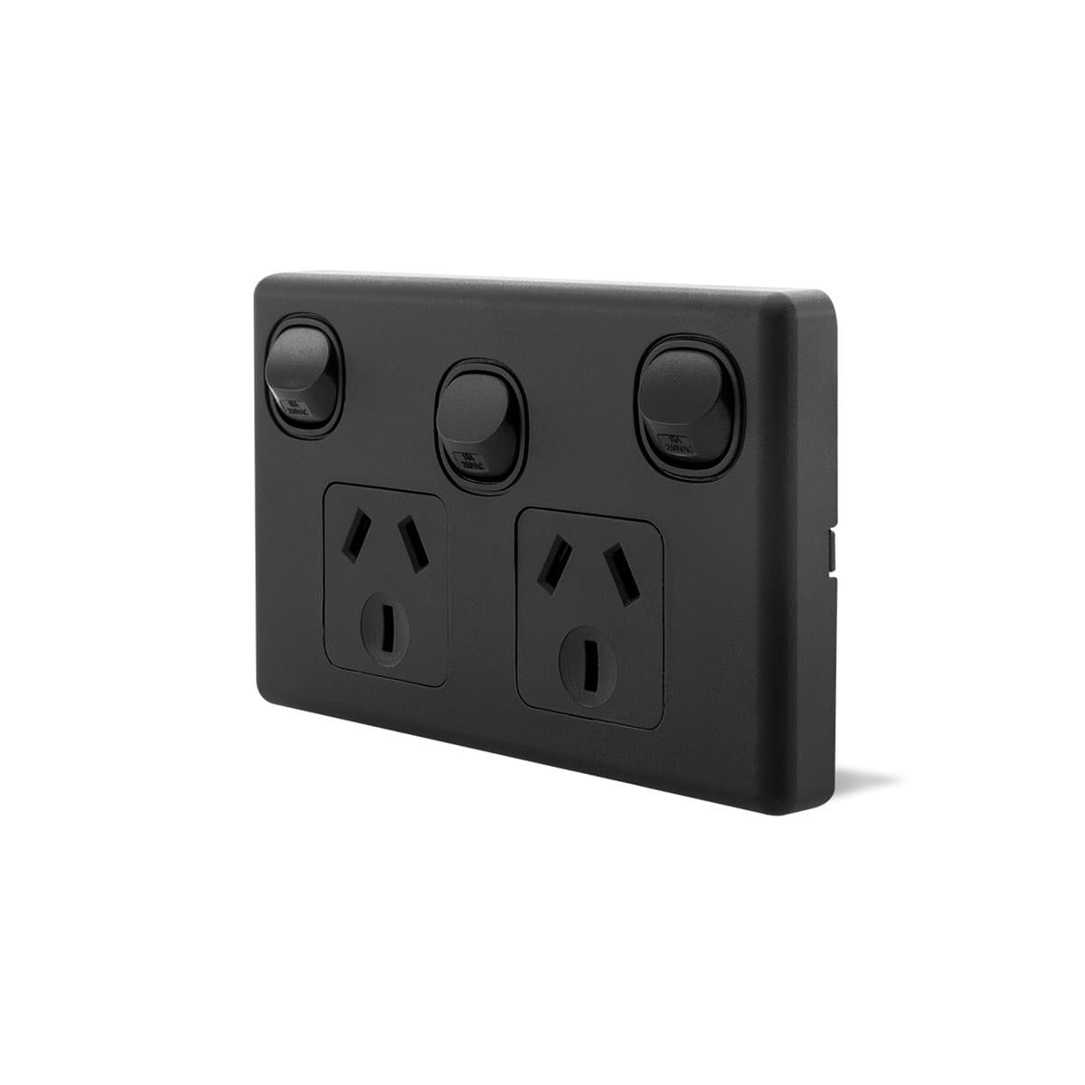 Lucci Power Gravity Twin 10A GPO with Extra Switch in Matte Black