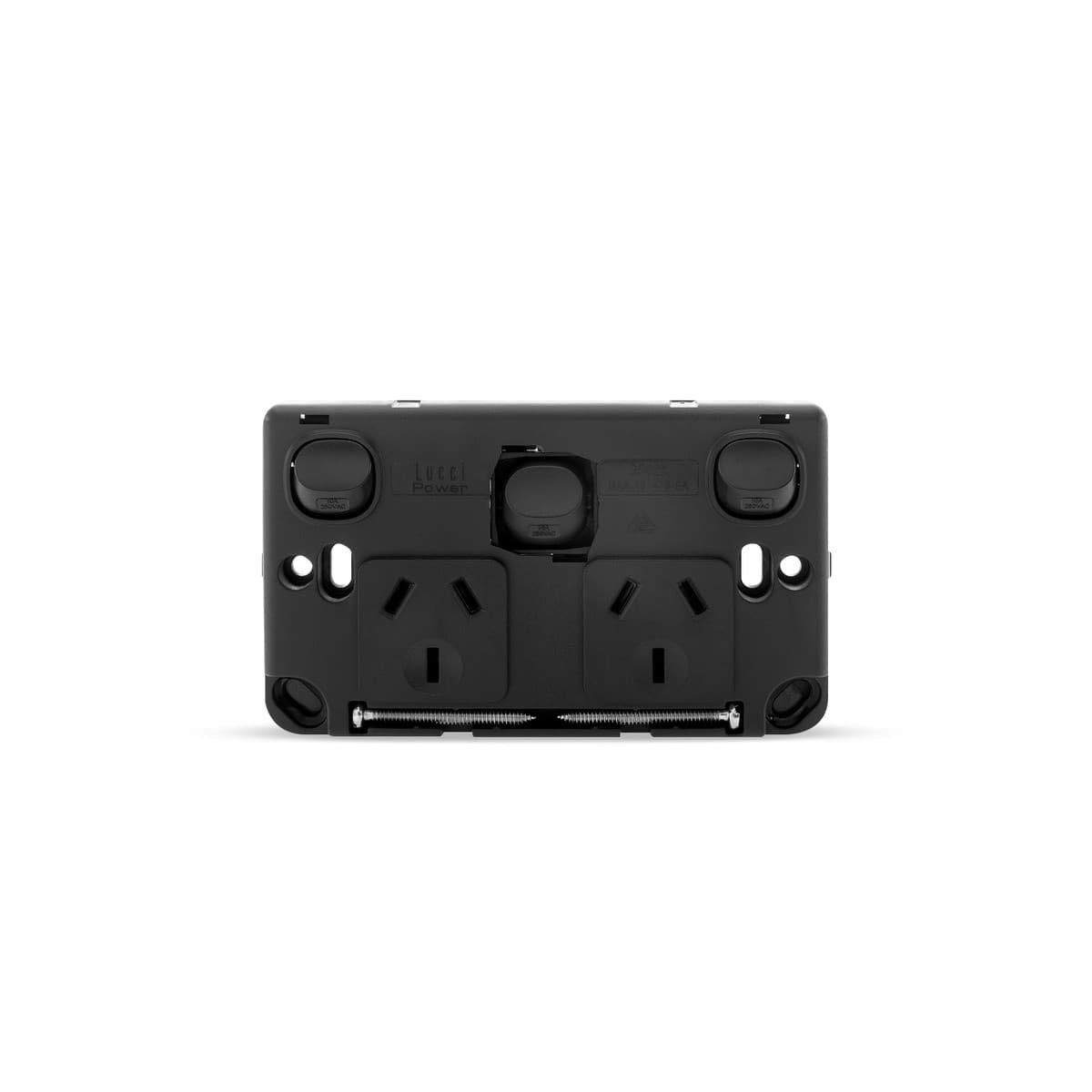 Lucci Power Gravity Twin 10A GPO with Extra Switch in Matte Black