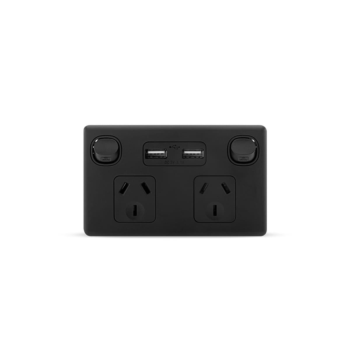 Lucci Power Gravity Twin 10A GPO with Double USB Ports in Matte Black-img-1