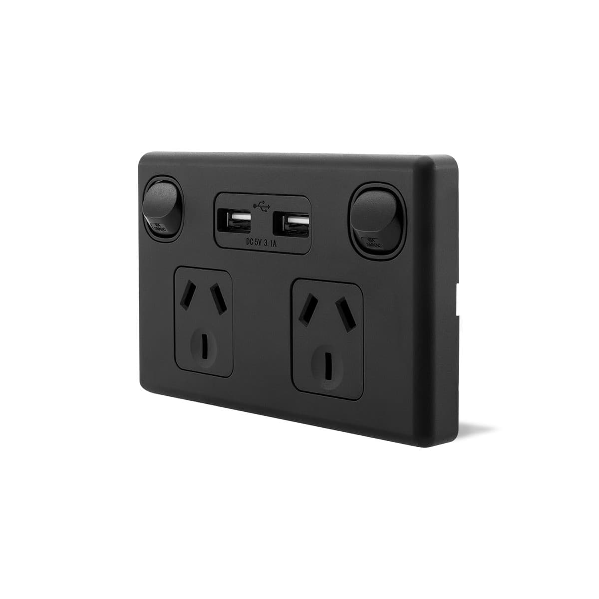 Lucci Power Gravity Twin 10A GPO with Double USB Ports in Matte Black-img-2