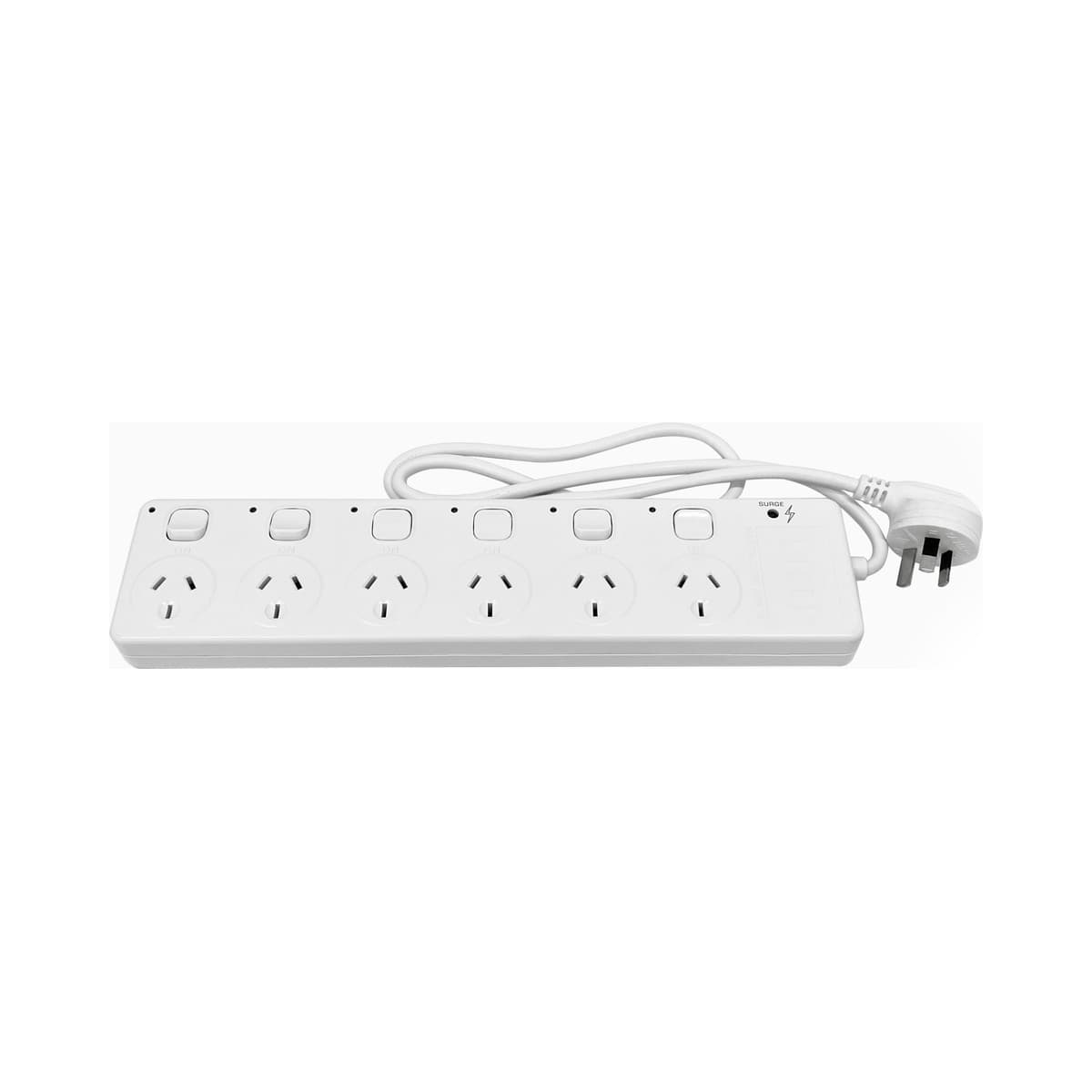 Lucci 6 Individual Outlet Power Board in White with Surge Protection-img-1