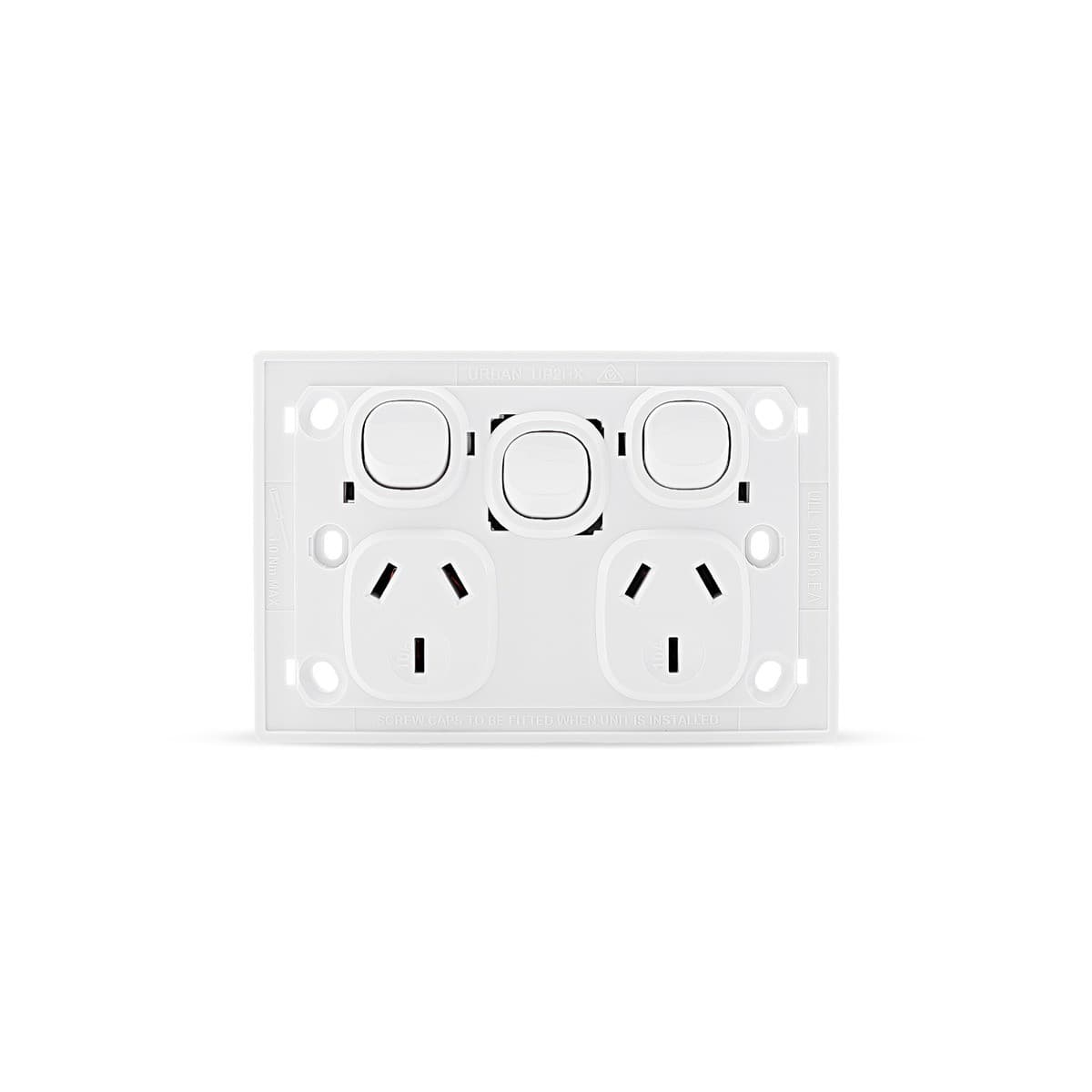 Vynco Metro Twin GPO With Extra Switch Only in Matte White-img-4