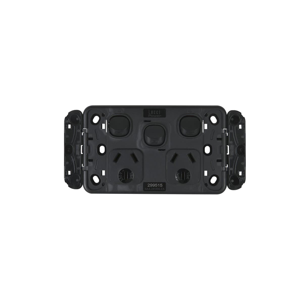 Lucci Power Ion Twin GPO with Extra Switch in Black