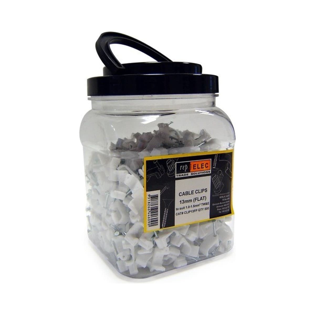 Repelec Plastic Clip in White for 2.5mm Flat Cable, 500 Pieces-img-1