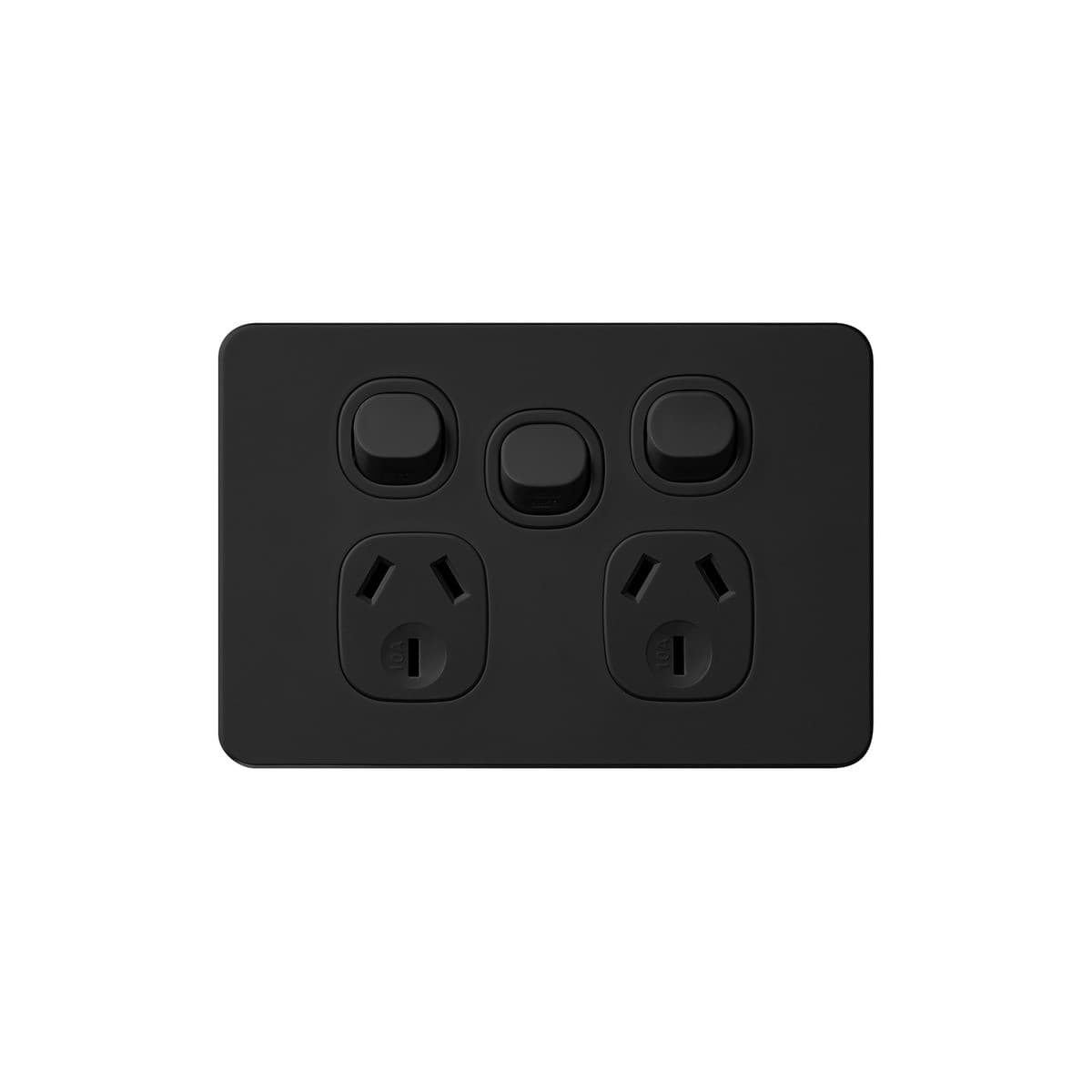 Vynco Metro Twin GPO With Extra Switch Only in Matte Black