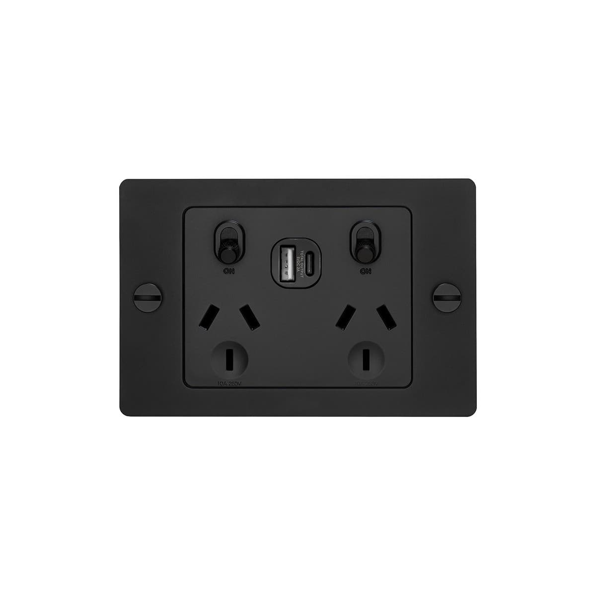 Buster + Punch Metal Double GPO with USB A+C Charging Ports in Black-img-1