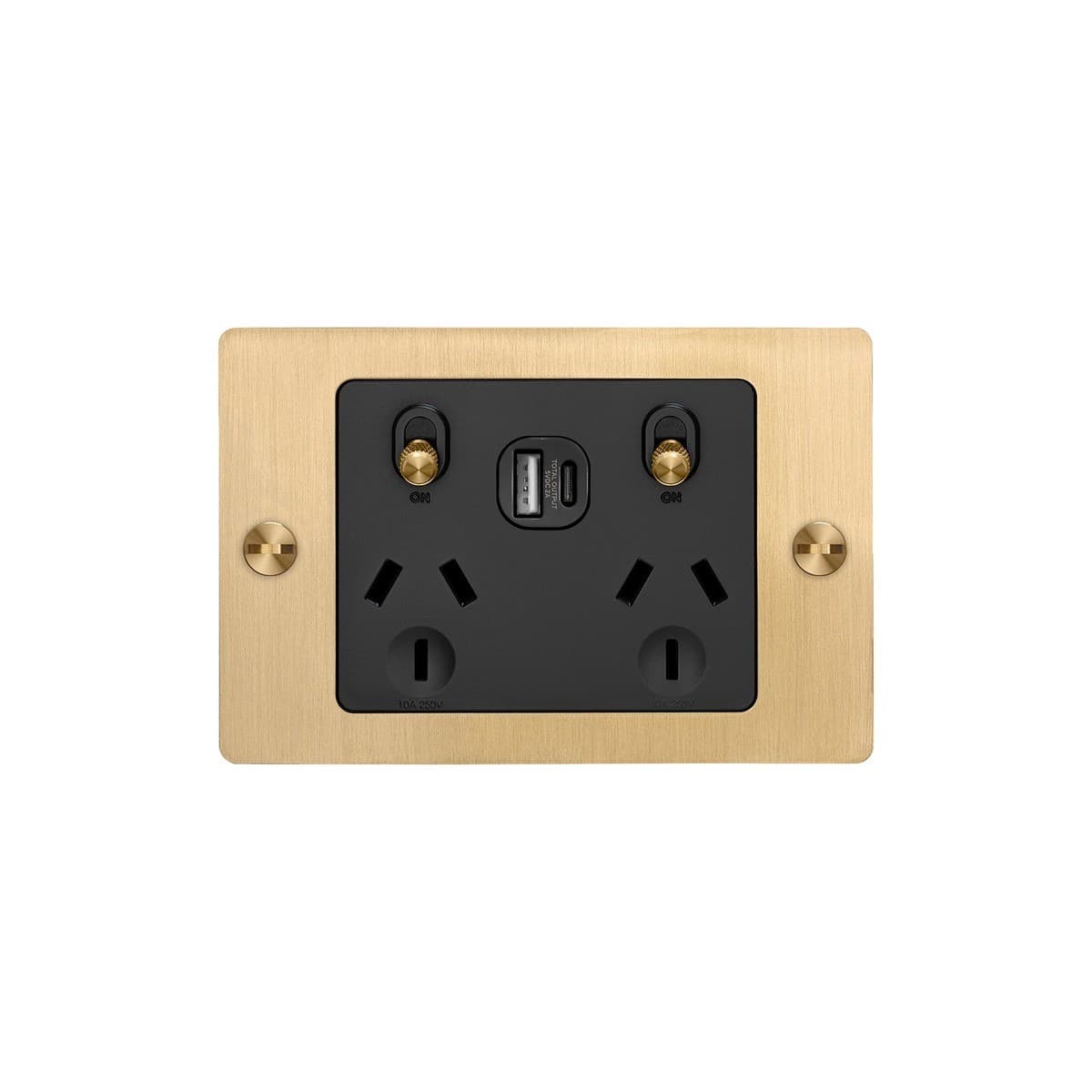 Buster + Punch Metal Double GPO with USB A+C Charging Ports in Brass-img-1