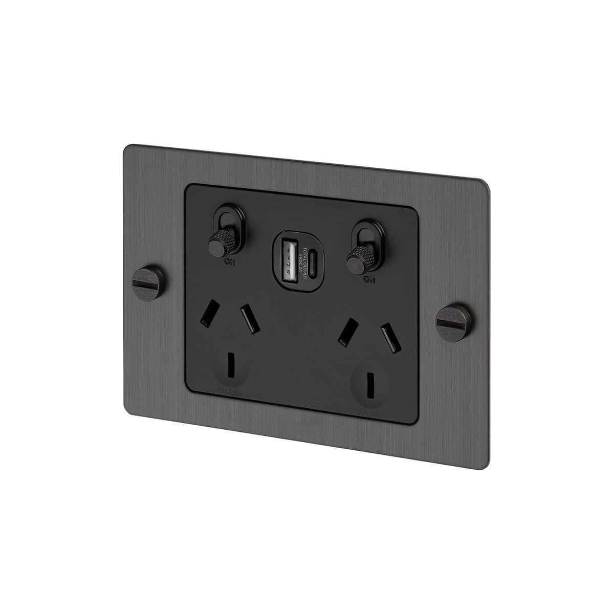 Buster + Punch Metal Double GPO with USB A+C Charging Ports in Smoked Bronze-img-1