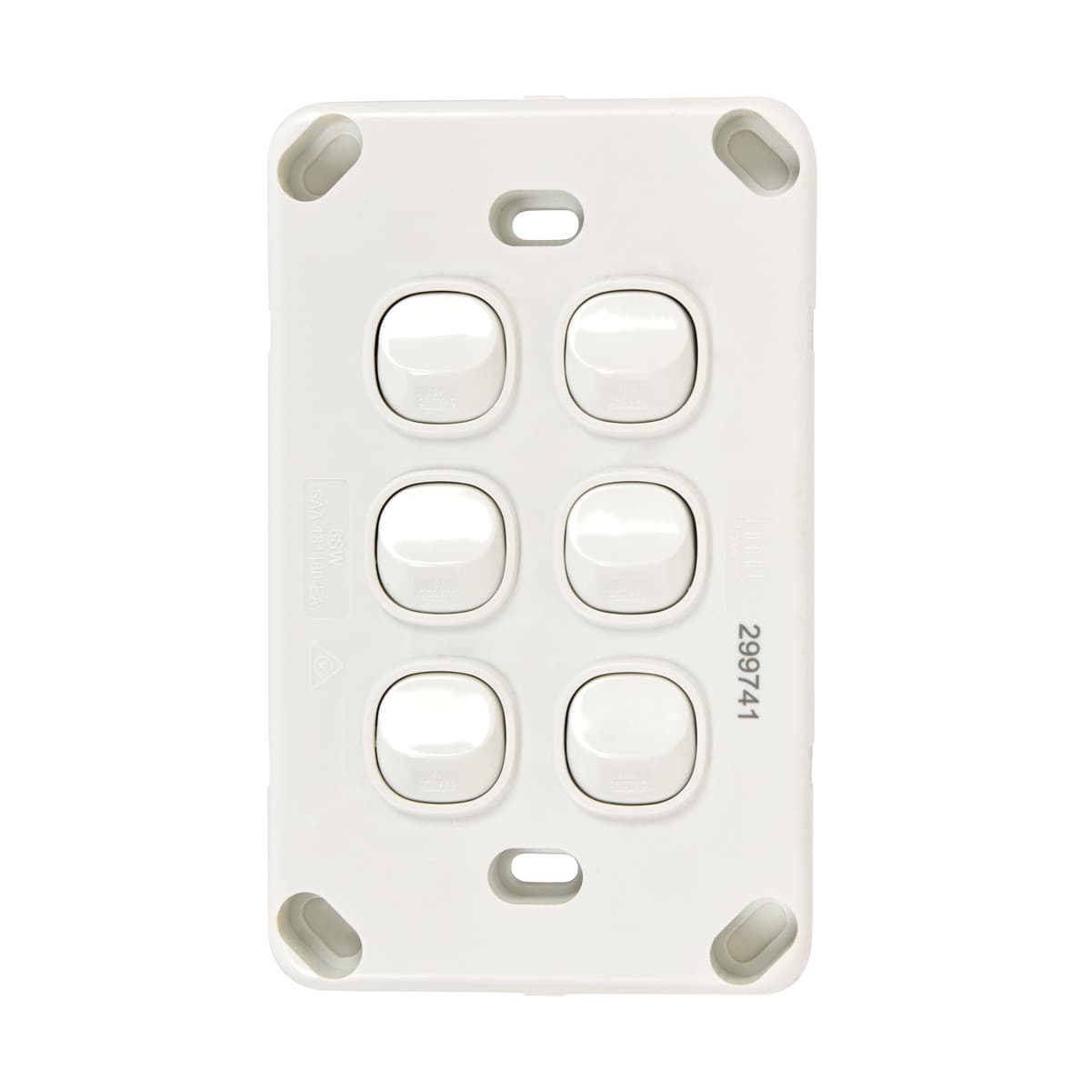 Lucci Power Gravity 6 Gang Switch in Gloss White-img-3