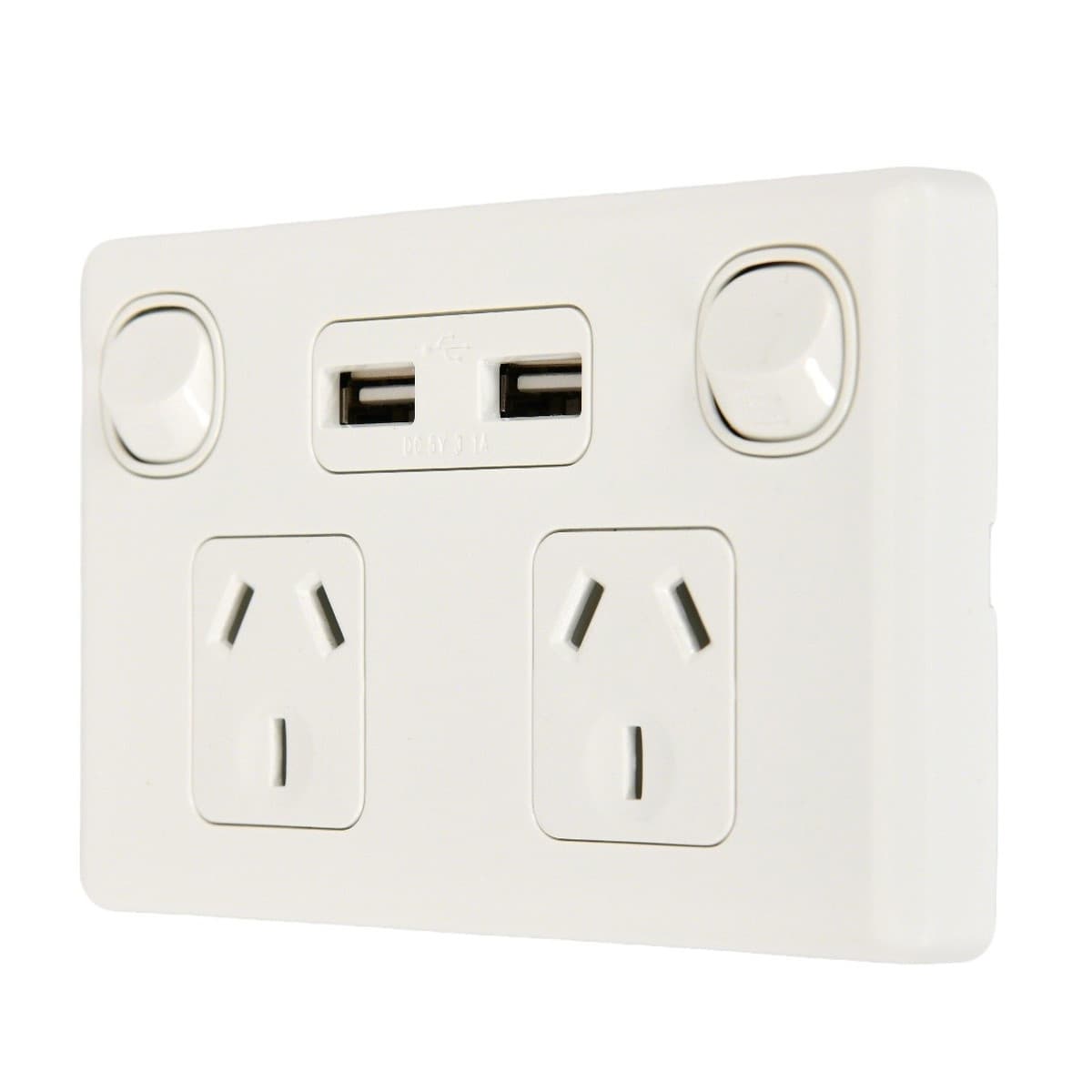 Lucci Power Gravity Twin 10A GPO with Double USB Ports in Gloss White-img-2