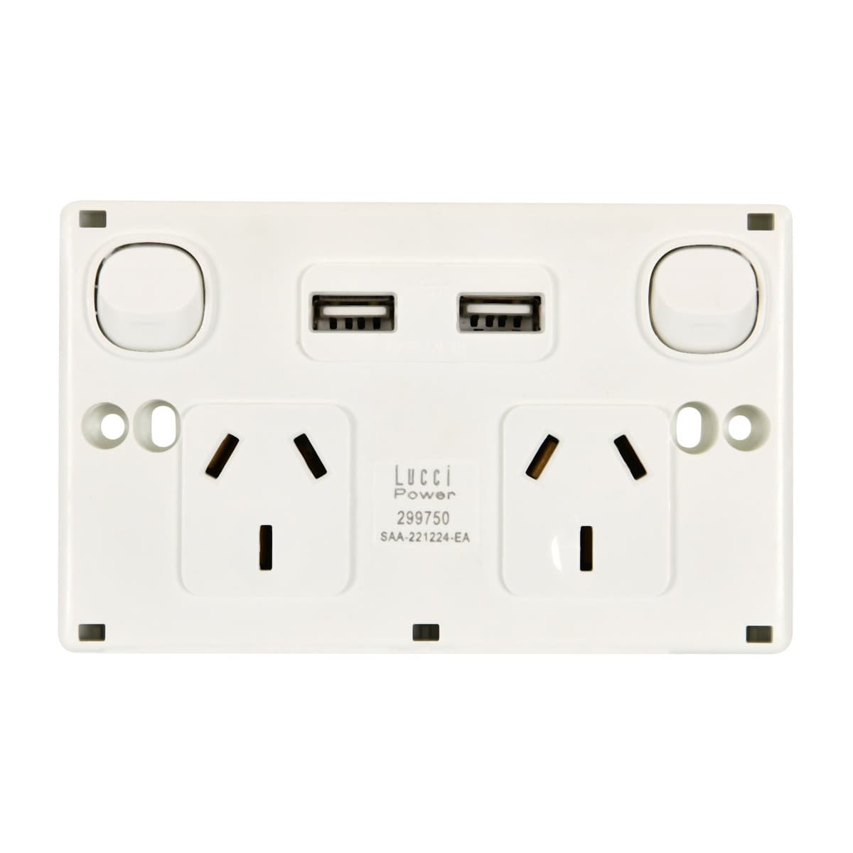 Lucci Power Gravity Twin 10A GPO with Double USB Ports in Gloss White-img-3