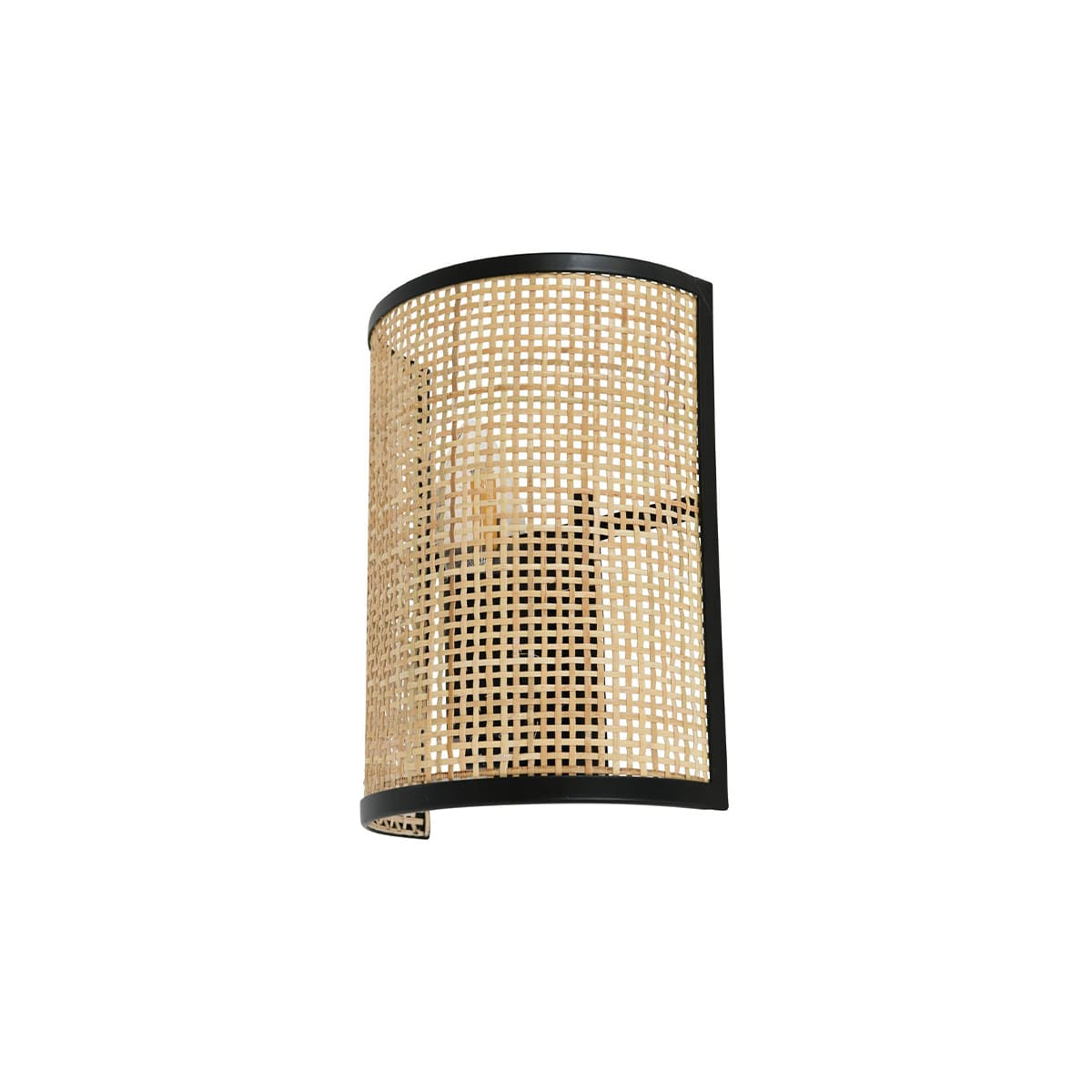 Hayes 1 Light Wall Sconce in Black with Natural Rattan-img-1