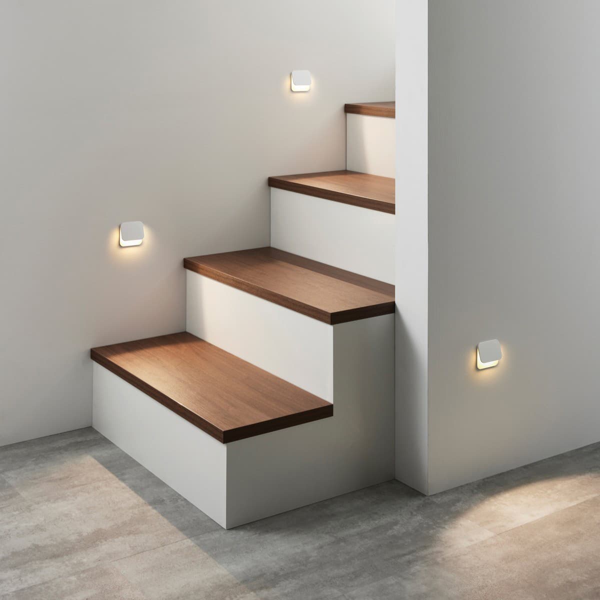 Pip LED Colour-Switching Square Fold Step Light in White