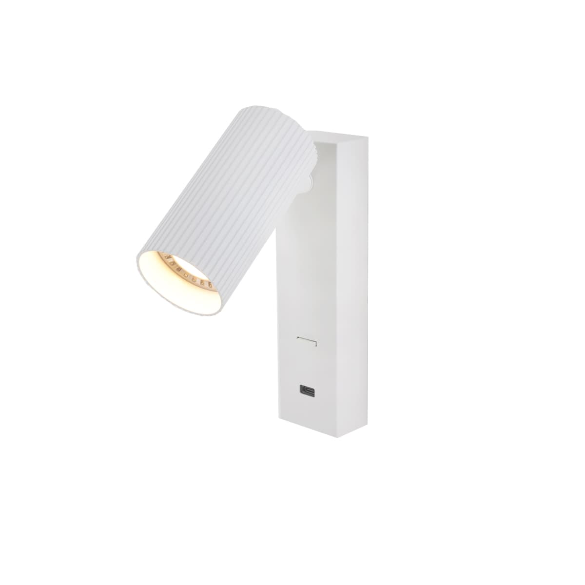 Jessy 1 Light Ribbed Wall Bracket with USB-C Charging Port in White-img-1