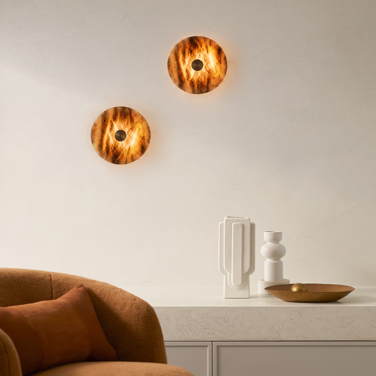 Made by Mayfair Osten LED Wall Bracket in Bronze with Hazel Alabaster-img-2
