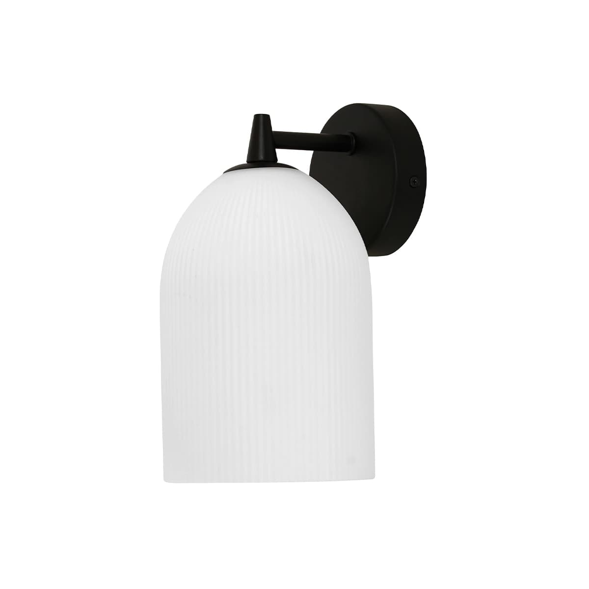 Camilla 1 Light Wall Bracket in Black with Ribbed Opal Glass