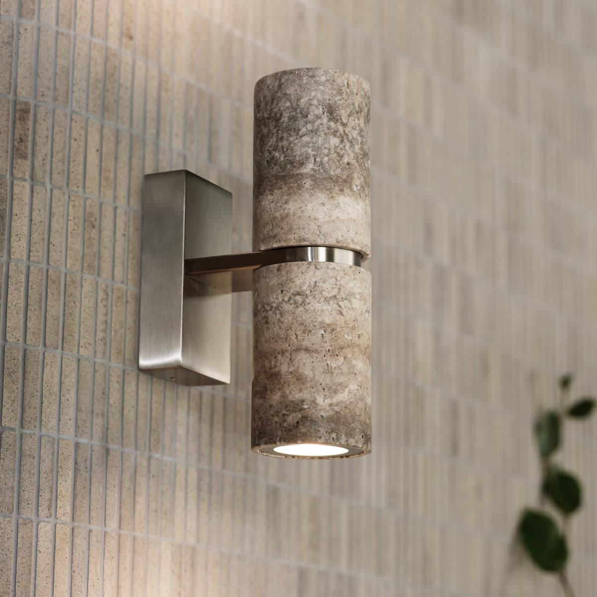 Hartley Up/Down Wall Bracket in Brushed Nickel with Silver Travertine-img-3