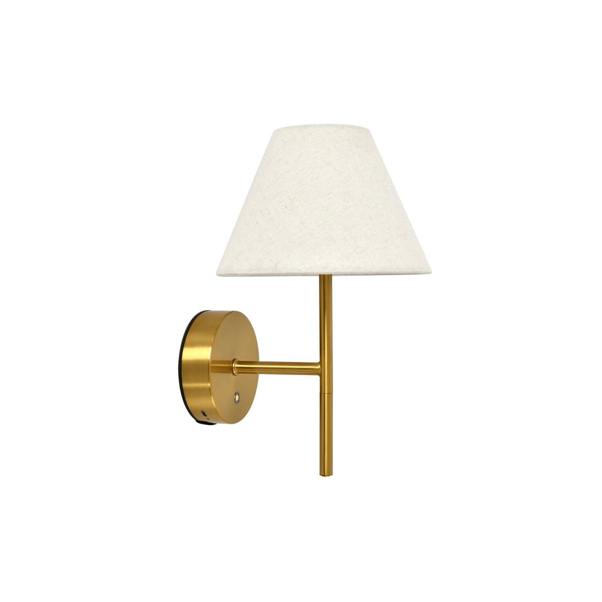 Portia LED Rechargeable Battery Wall Bracket in Aged Brass and White Linen-img-1