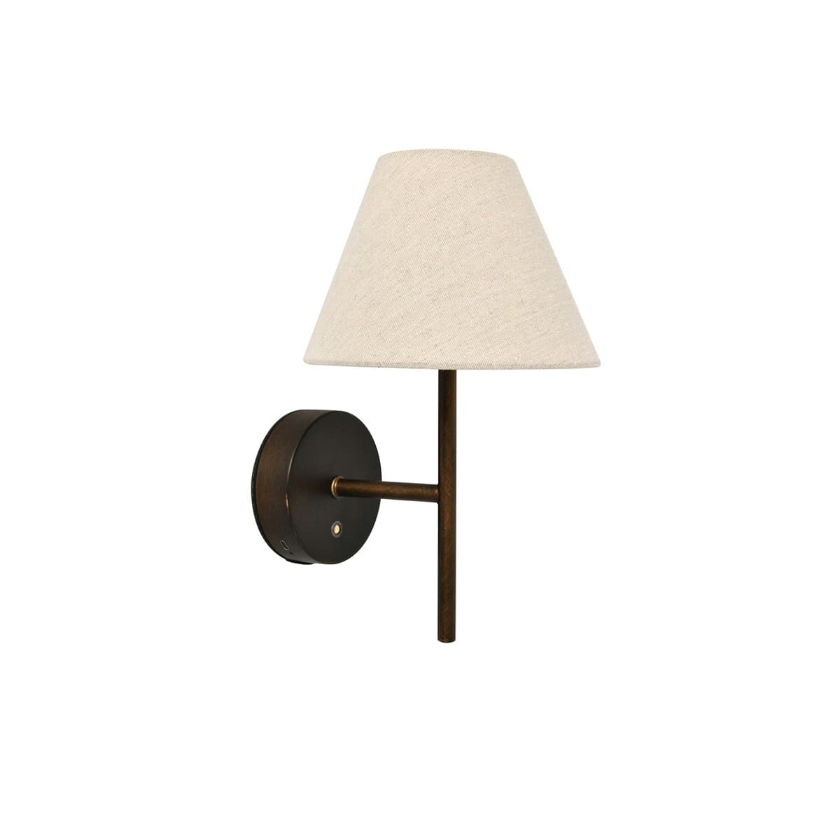 Portia LED Rechargeable Battery Wall Bracket in Bronze and Natural Linen-img-1