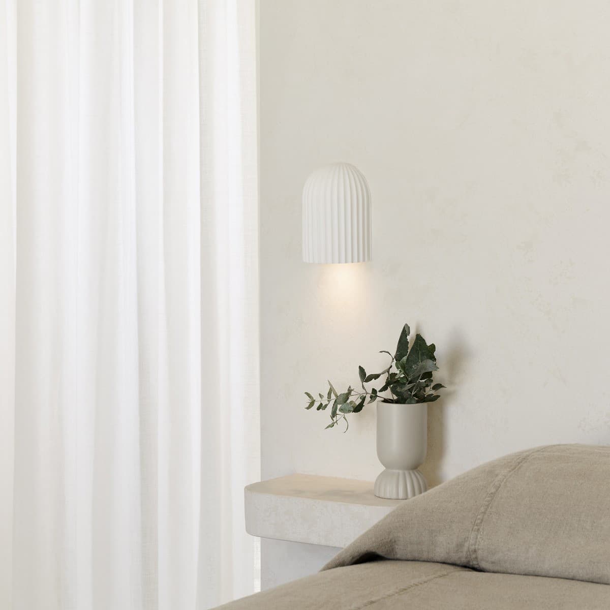 MFL Bianco 1 Light Ribbed Wall Sconce in White Gypsum-img-2