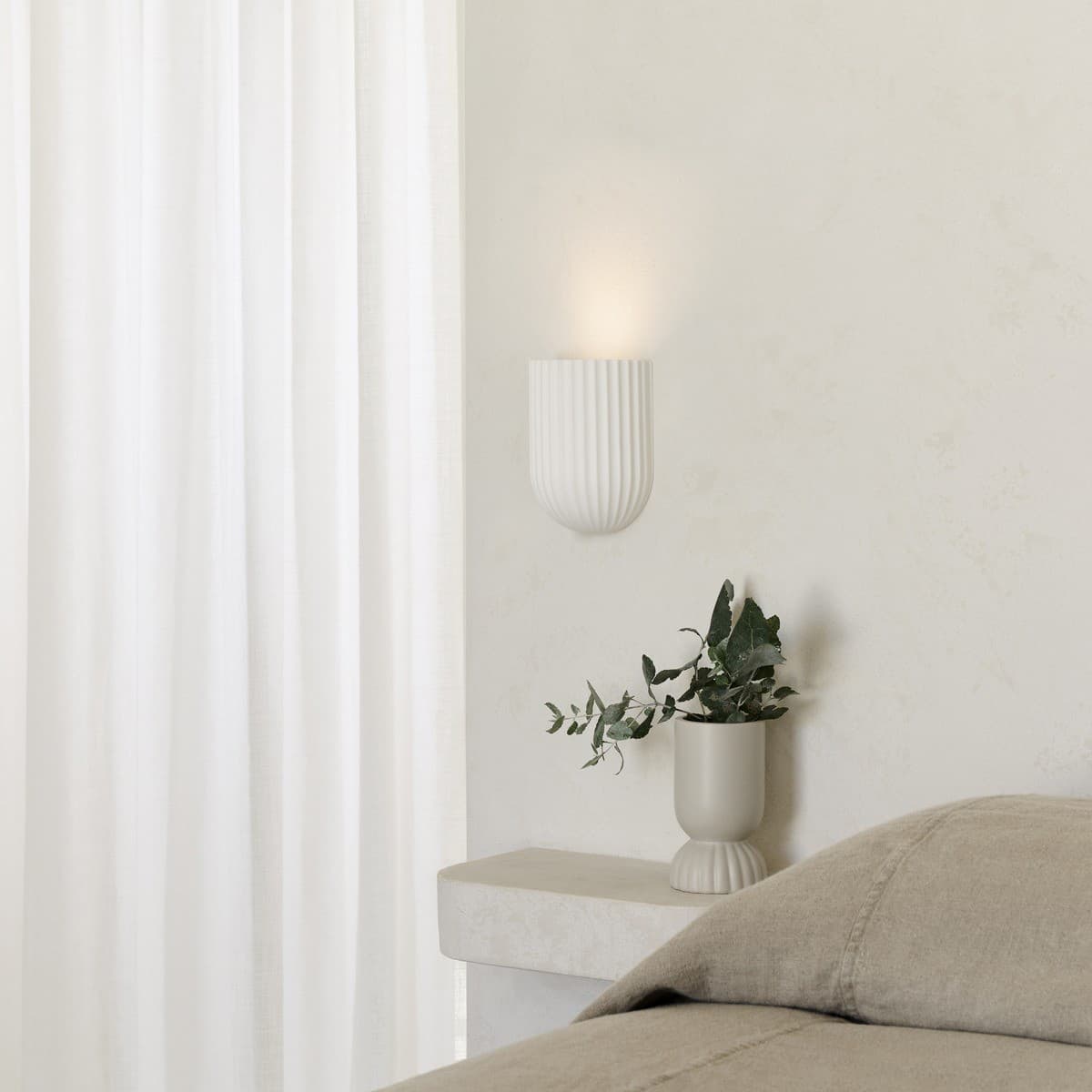 MFL Bianco 1 Light Ribbed Wall Sconce in White Gypsum-img-3