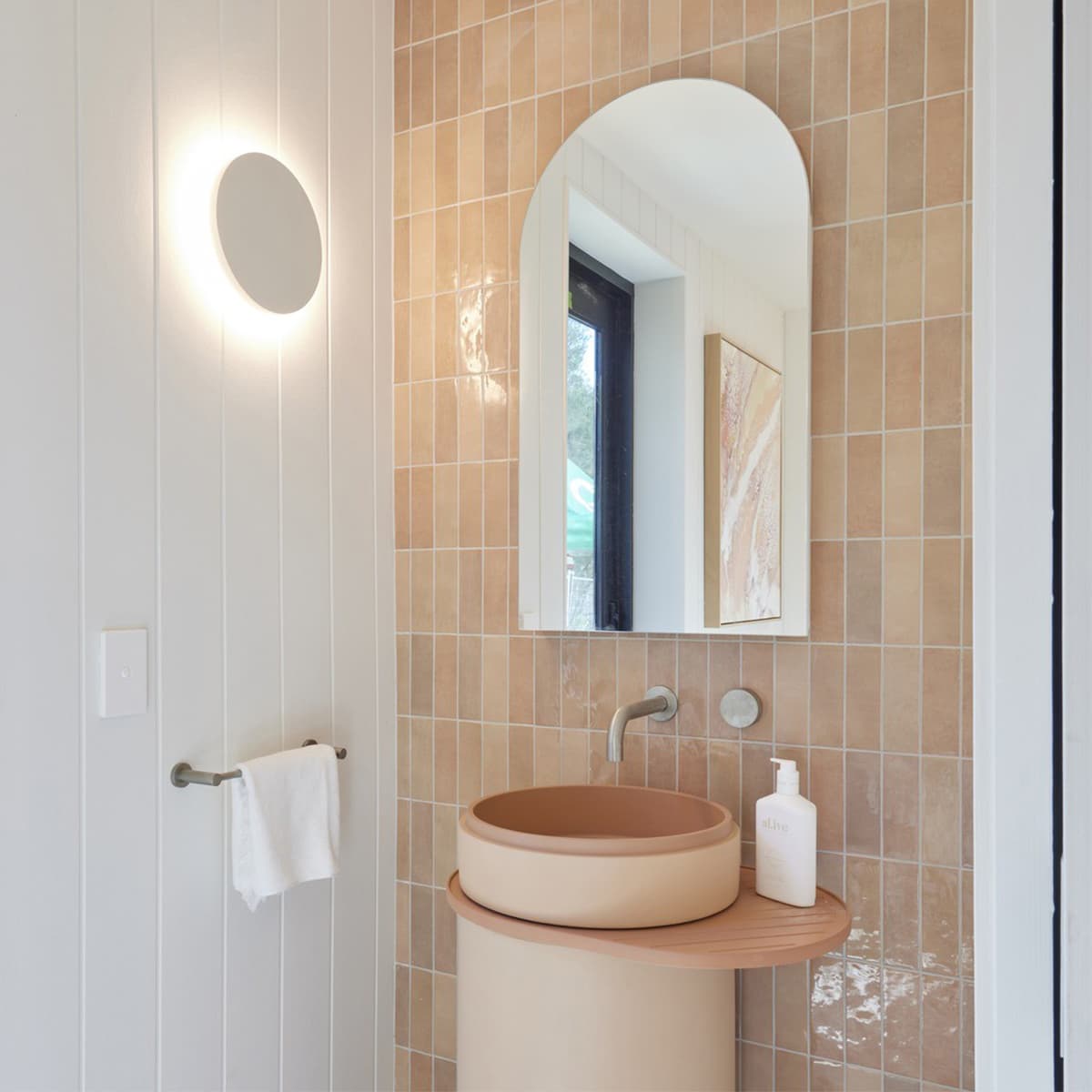 Disk 250mm LED Colour-Shifting Backlit Wall Light in White Wood-img-2