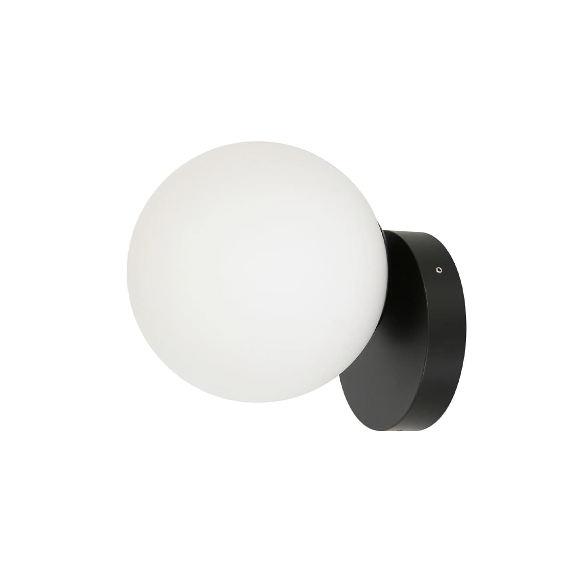 Mino 1 Light Wall Bracket in Black with Frosted Opal Glass