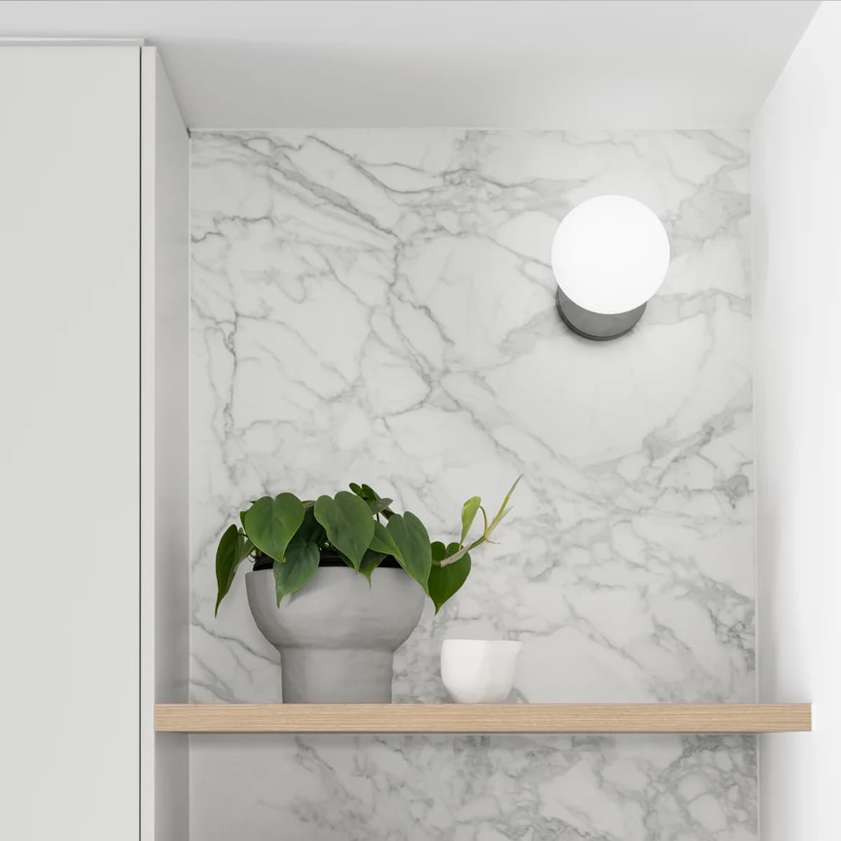 Mino 1 Light Wall Bracket in Black with Frosted Opal Glass