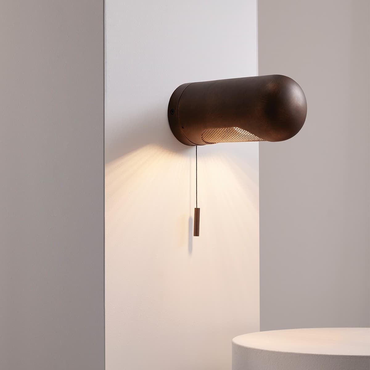 Dolce 1 Light Wall Bracket in Bronze with Rotatable Shade and Pull Cord Switch