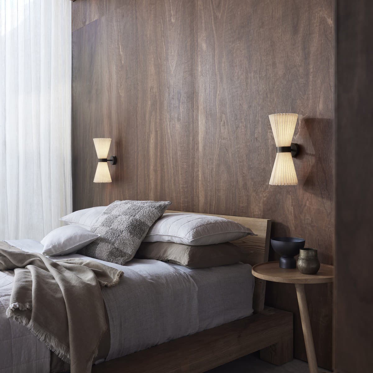 Amore 2 Light Pleated Wall Bracket in Bronze with Natural Linen-img-3