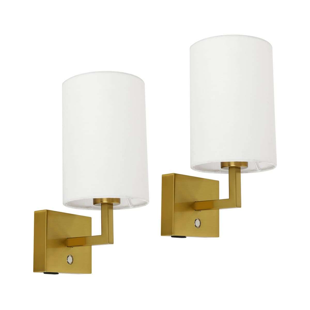 Maya 1 Light Wall Bracket in Brass with White Fabric, 2 Pack-img-1