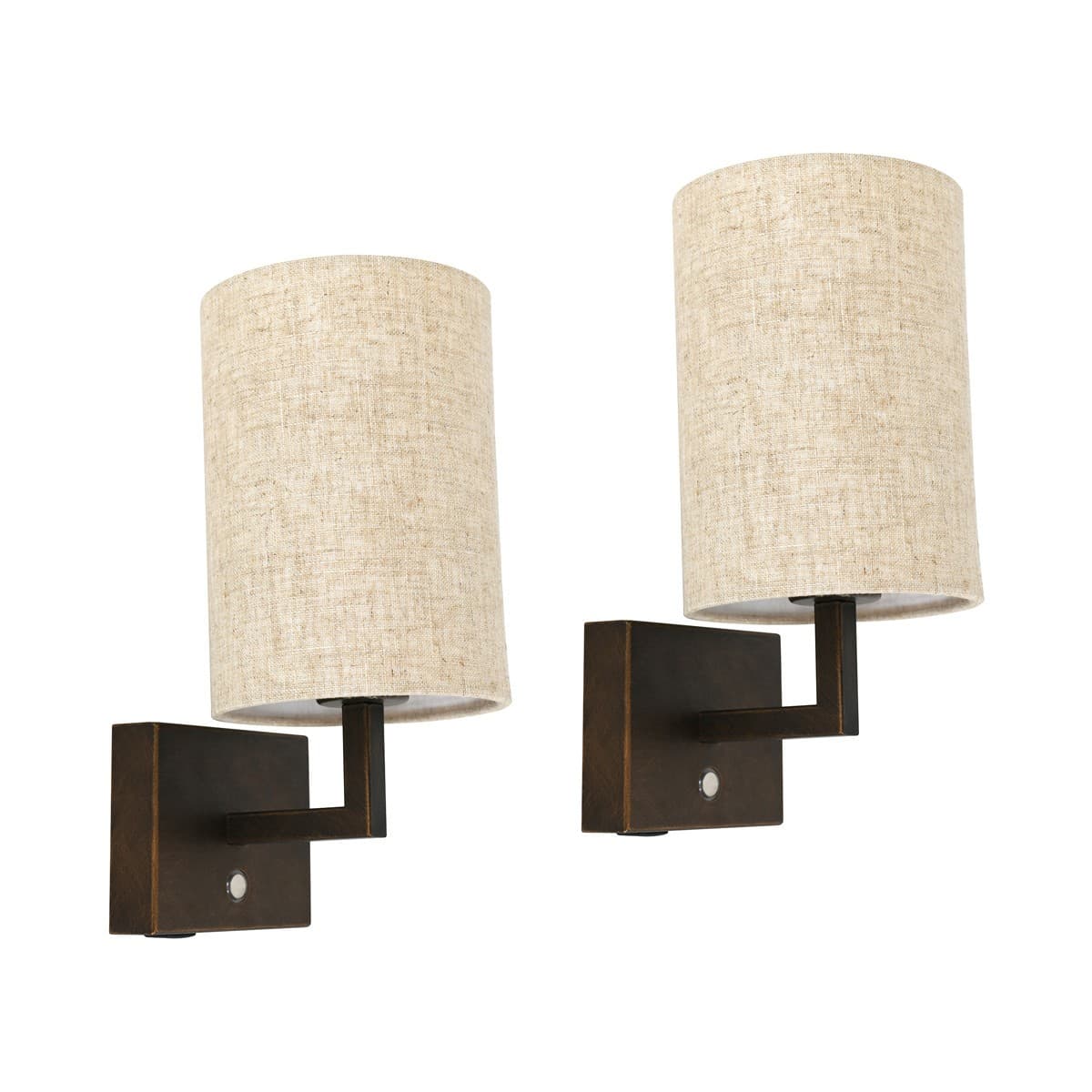 Maya 1 Light Wall Bracket in Bronze with Natural Fabric, 2 Pack-img-1