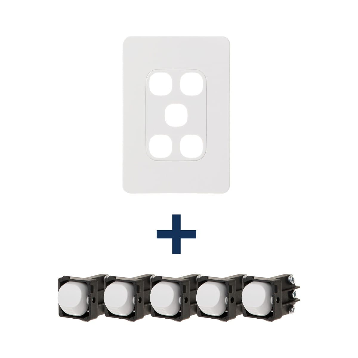 Vynco Metro 5 Gang Switch in Matte White-img-1