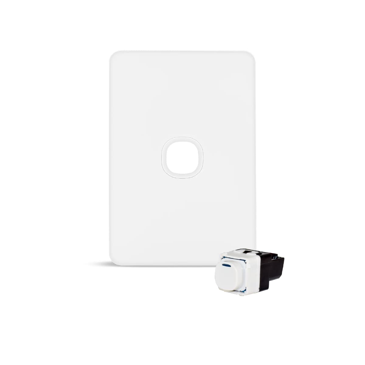 Vynco Metro 1 Gang Push Button Switch in Matte White-img-1