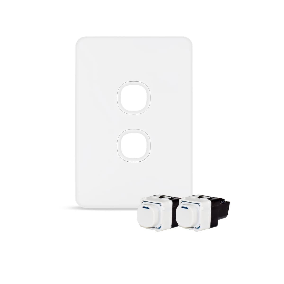 Vynco Metro 2 Gang Push Button Switch in Matte White-img-1