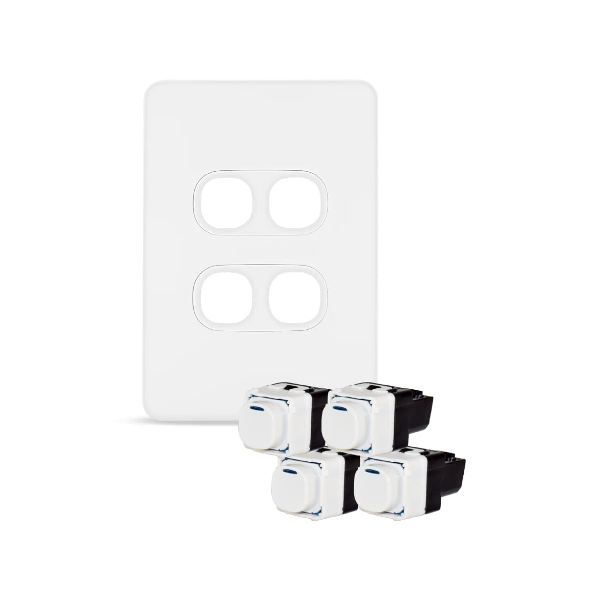 Vynco Metro 4 Gang Push Button Switch in Matte White-img-1