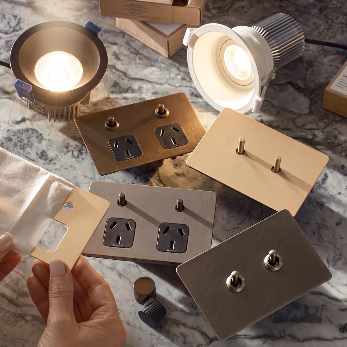 MFL Forge Modern 2 Gang Complete Switch in Brass-img-4