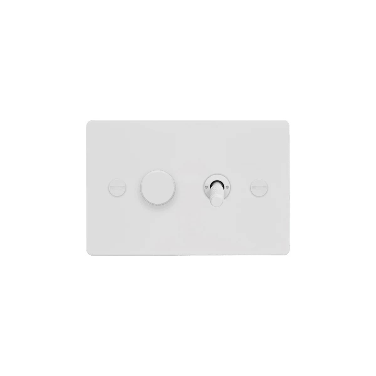 Buster + Punch 2 Gang Complete Metal Switch and Dimmer in White
