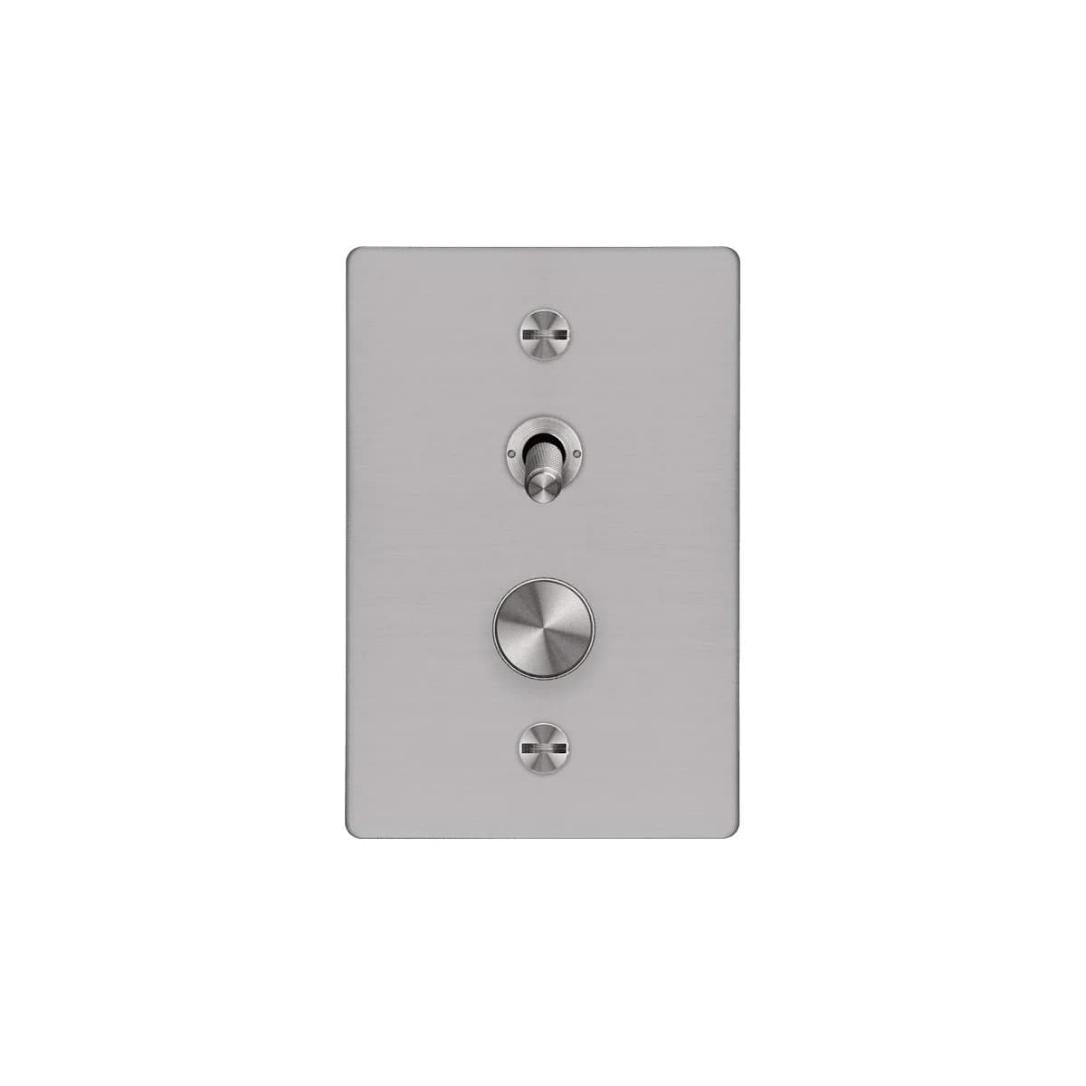 Buster + Punch 2 Gang Complete Metal Switch and Dimmer in Steel-img-1