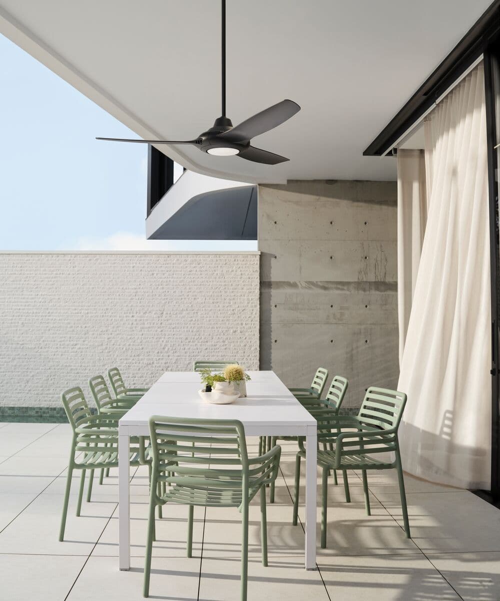 Hyperion 146cm Ceiling Fan with Light in Black | Beacon Lighting