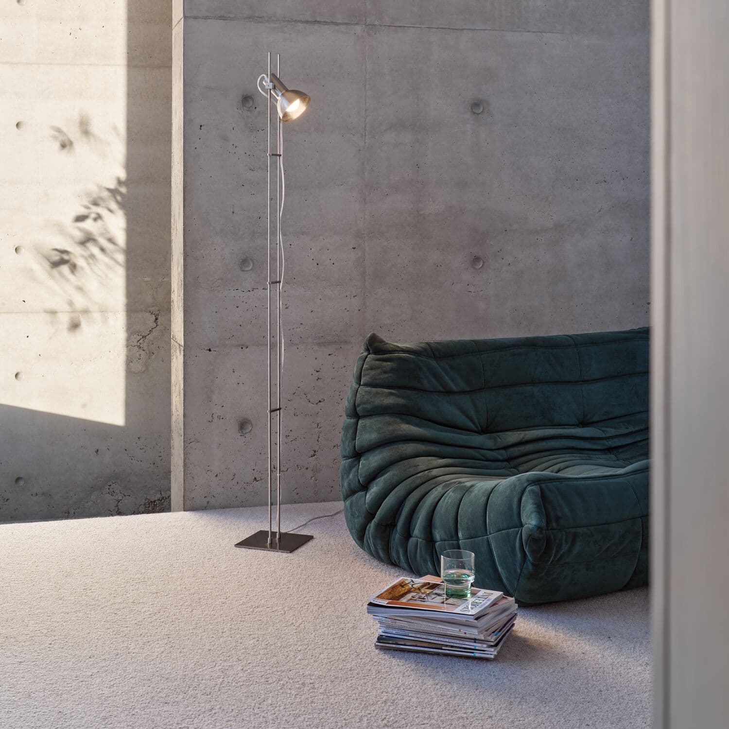 Astro Floor Lamp in Brushed Chrome | Beacon Lighting