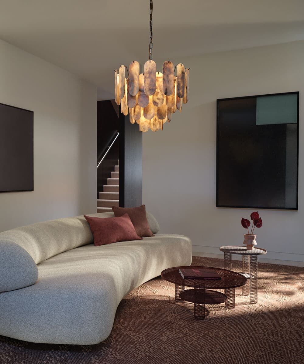 Vinci 12 Light Pendant in Hazel Alabaster | Beacon Lighting