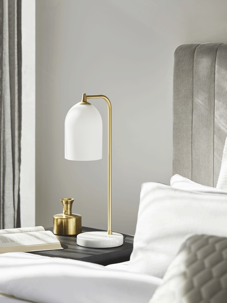 Camilla 1 Light Table Lamp in Brass | Beacon Lighting