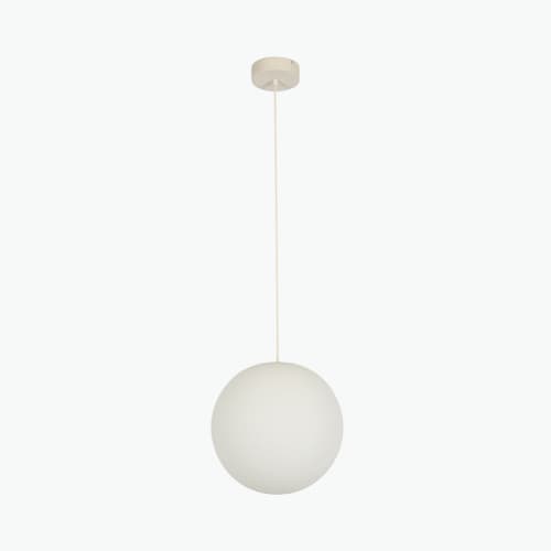 August Round Pendant in Chalk White with Opal Glass | Beacon Trade